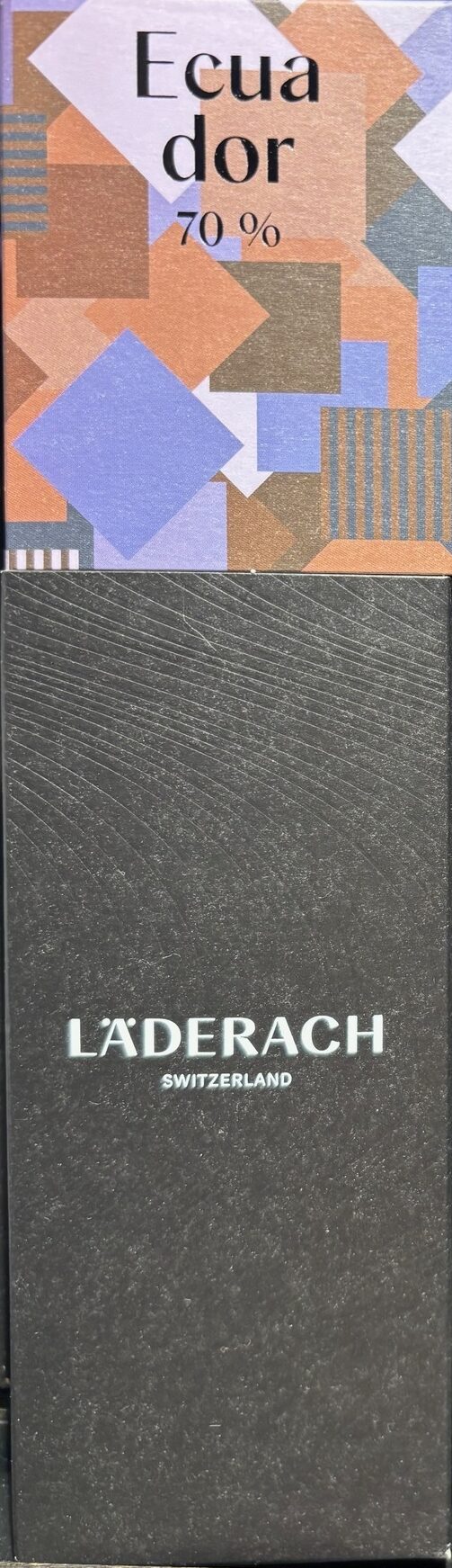 Front Packaging of Läderach Ecuador 70% Dark Chocolate