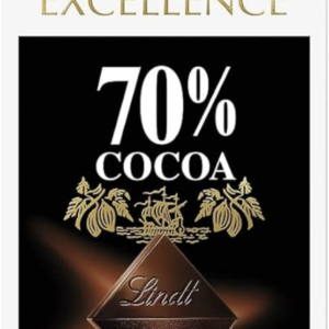 Front packaging of Lindt Dark 70% Dark Chocolate