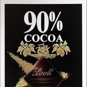 Front packaging of Lindt Supreme Dark 90% Dark Chocolate