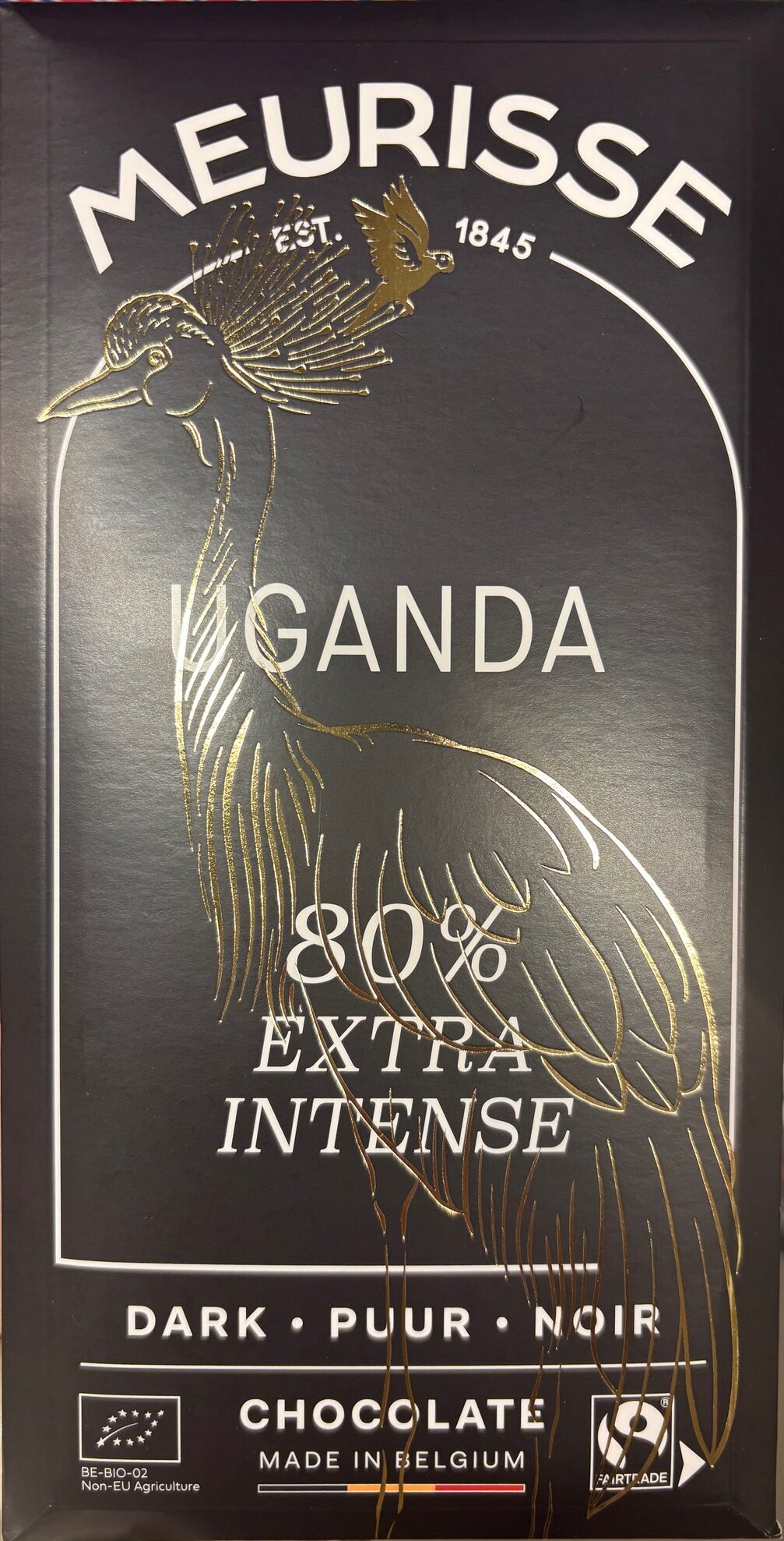 Front packaging of Meurisse Uganda 80% Extra Intense