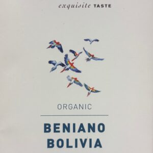 Front packaging of Oialla Bolivia Organic Dark Chocolate 72%. White background with colorful birds in the center.