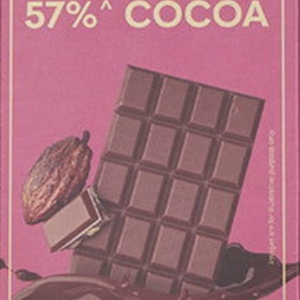 Chocolate bar by Smoor in pink packaging. Chocolate has 57% Cocoa