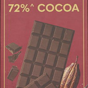 Chocolate bar by Smoor in dark red packaging. Chocolate is Bitter with 72% Cocoa